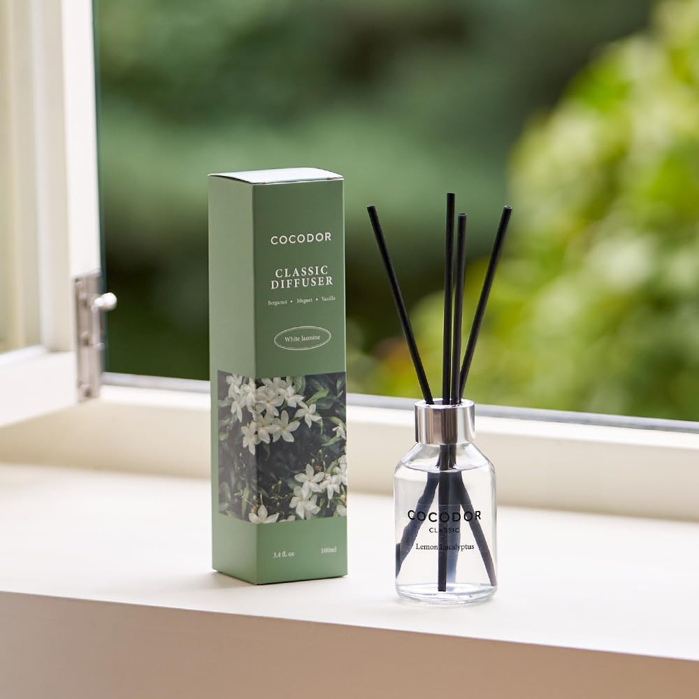 COCODOR Classic Reed Diffuser/April Breeze/3.4oz(100ml)/1 Pack Fragrance Scent Essential Oil Stick Diffuser Set for Bedroom Bathroom Home Décor
