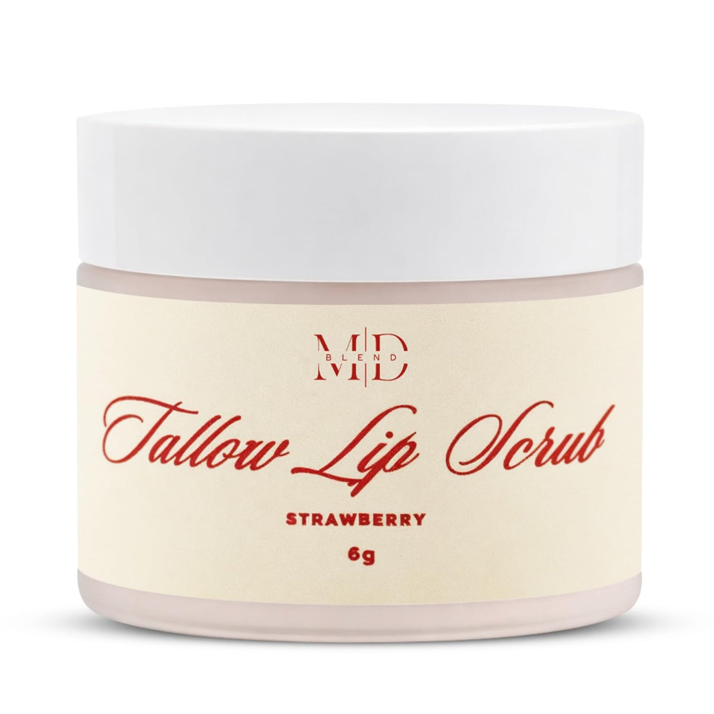Tallow Lip Scrub Strawberry Flavor – All Natural Lip Scrub with Sugar Exfoliator, Moisturizing Tallow, Sunflower & Sweet Almond Oils for Soft, Smooth, Healthy, Nourished Lips