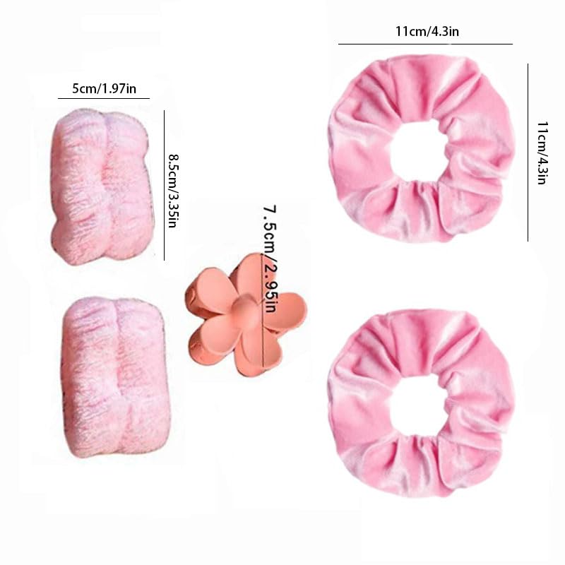 Spa Headband Set Washing and makeup sponge hair hoop suit bath towel cloth for cleaning the face or bath beam. (Yellow, Average code)