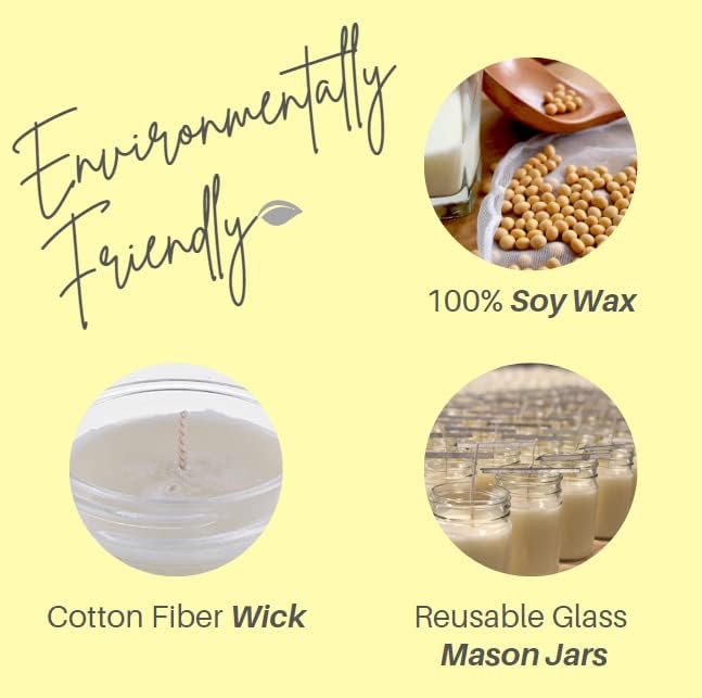 Jasmine Soy Candle 12oz Mason Jar Non-Toxic White Soy Candle-Hand Poured Candle- Handmade, Long Burning 50-60 Hours Highly Scented All Natural, Clean Burning Large Candle Gift Décor