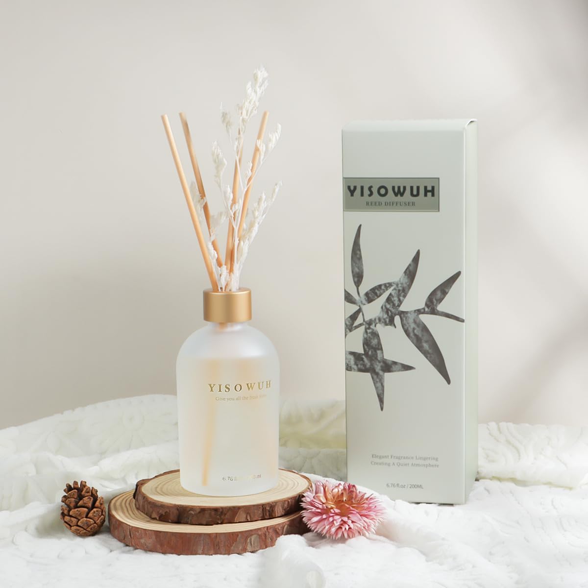 Reed Diffuser - Orange - 200ml Rattan Reed Diffuser Set with Essential Oils and 8 Reeds, Long-Lasting Fragrance for Home, Bathroom, Bedroom, Room, Decor
