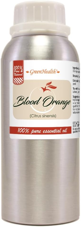 Blood Orange Essential Oil – 8 fl oz (237 ml) Aluminum Bottle w/Plug Cap – 100% Pure Essential Oil – GreenHealth