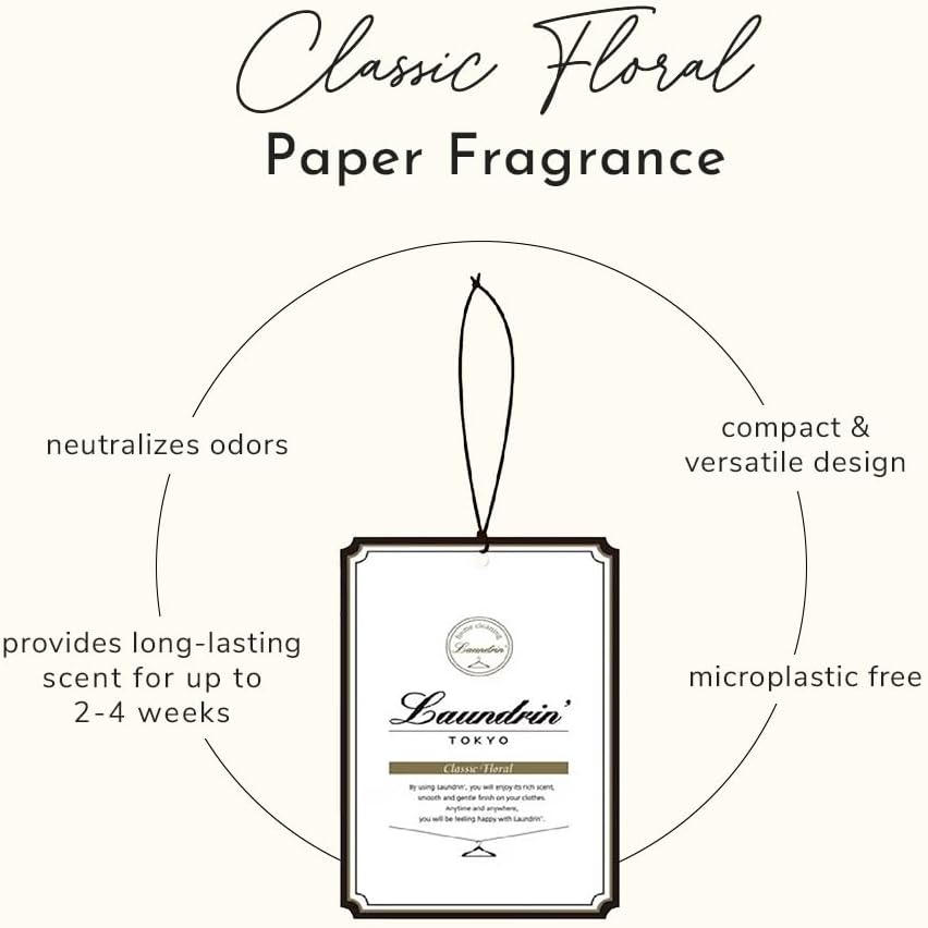 Laundrin Paper Fragrance Classic Floral, 3pk - Closet Freshener - Closet Deodorizer Odor Eliminator - Sachets for Drawers and Closets - Drawer Fresheners for Clothes - Fresh Scents Sachet Packets