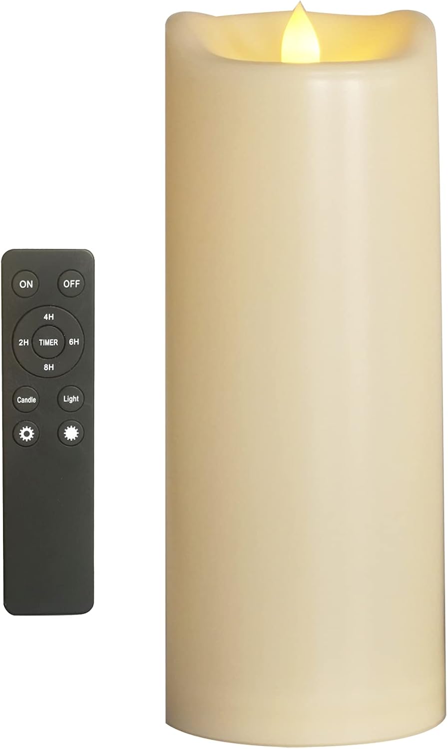 10"x4" Battery Operated Flameless LED Pillar Candle, Outdoor Waterproof Flickering Light with Remote & Timer for Halloween Party Wedding Party Home Decoration, 1 Pack