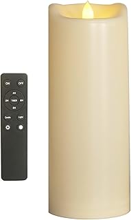 10"x4" Battery Operated Flameless LED Pillar Candle, Outdoor Waterproof Flickering Light with Remote & Timer for Halloween Party Wedding Party Home Decoration, 1 Pack