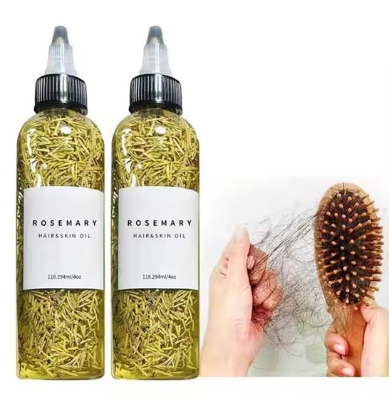 Organic Rosemary Essential Oil mixed with Castor, Argan and Tea Tree Rosemary Oil for Hair Growth (100ml/3.3fl oz) Pre-Diluted, Essential Oil, Strengthen Hair, Minimize Breakage, Stimulate Follicles