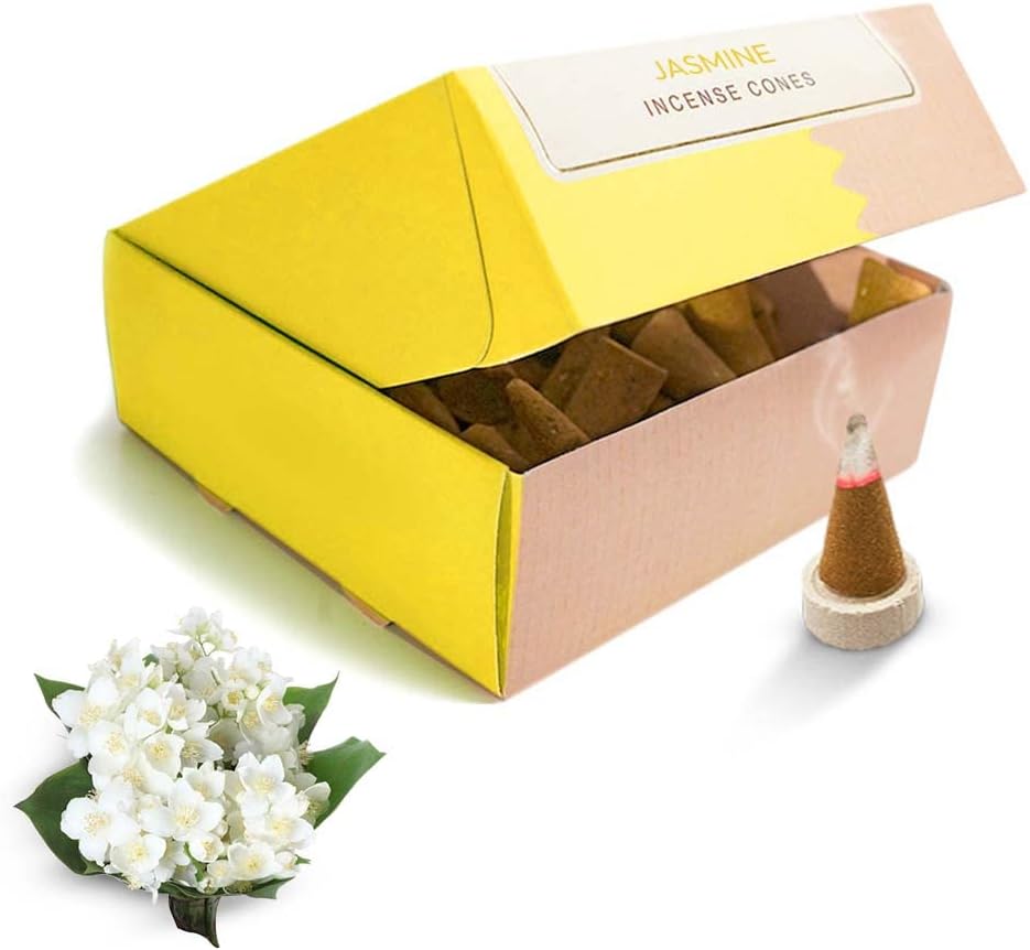 Nirmalaya Luxury Incense Cones | Handmade & Organic | Made in India from Recycled Flowers | Charcoal-Free, Bamboo-Free | 40 Cones, 100g (Jasmine)