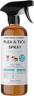 Kate's Home & Garden Flea and Tick Spray for Dogs and Cats – 16 oz Natural Lemongrass Flea Spray – Kills & Repels Fleas, Ticks, Mosquitoes – Pet Safe
