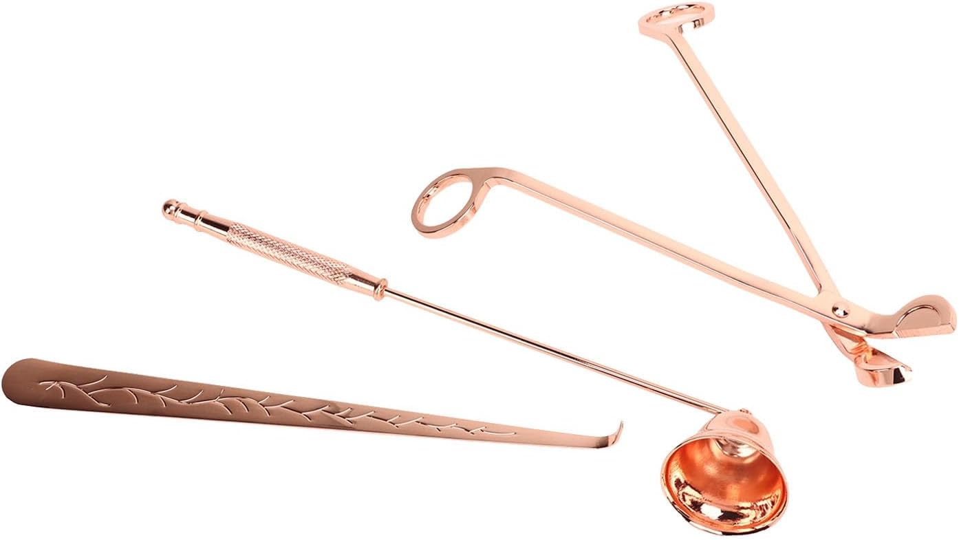 3pcs Candle Wick Trimmer Set, Stainless Steel Candle Accessory Set with Wick Trimmer Snuffer and Dipper, Rose Gold 3 - in - 1 Candle Care Kit for Safe Clean Burning