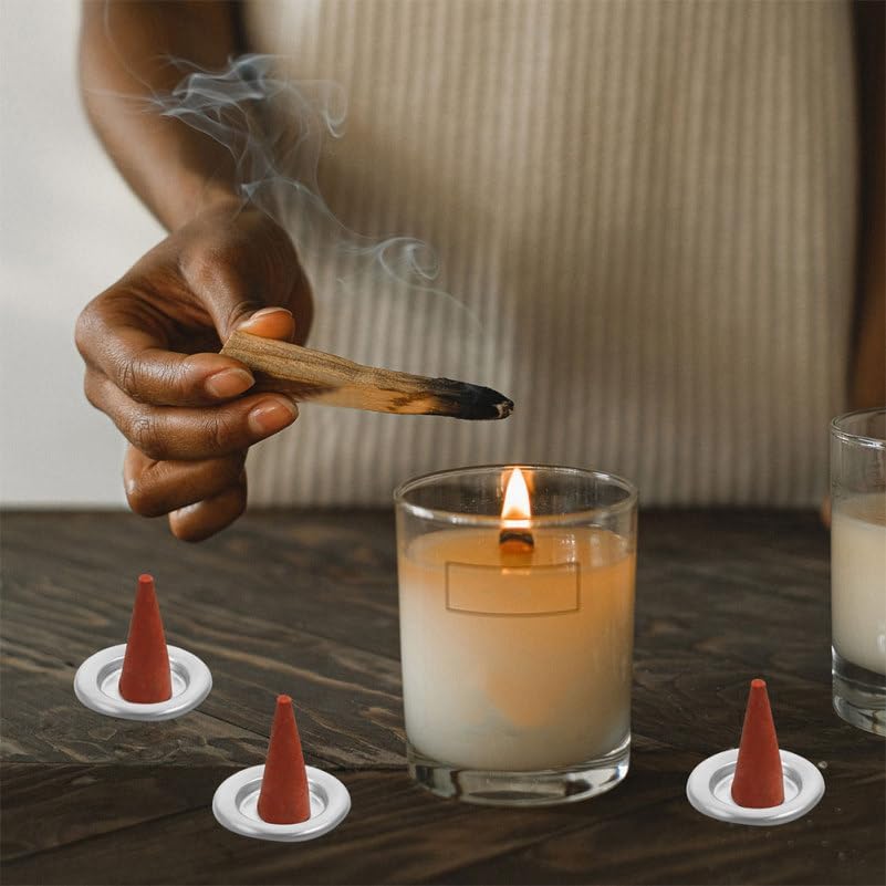 Lurrose 30pcs Metal Cone Incense Tray Aluminum Alloy Incense Holder Small Cone Plate Stick Burner