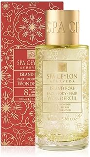 SPA CEYLON Wonder Oil Island Rose, Luxurious Moisturizing Body Oil with Ayurvedic Herbs for Skin & Hair, Non-Greasy Organic Formula, Vegan & Paraben-Free, 100 ml