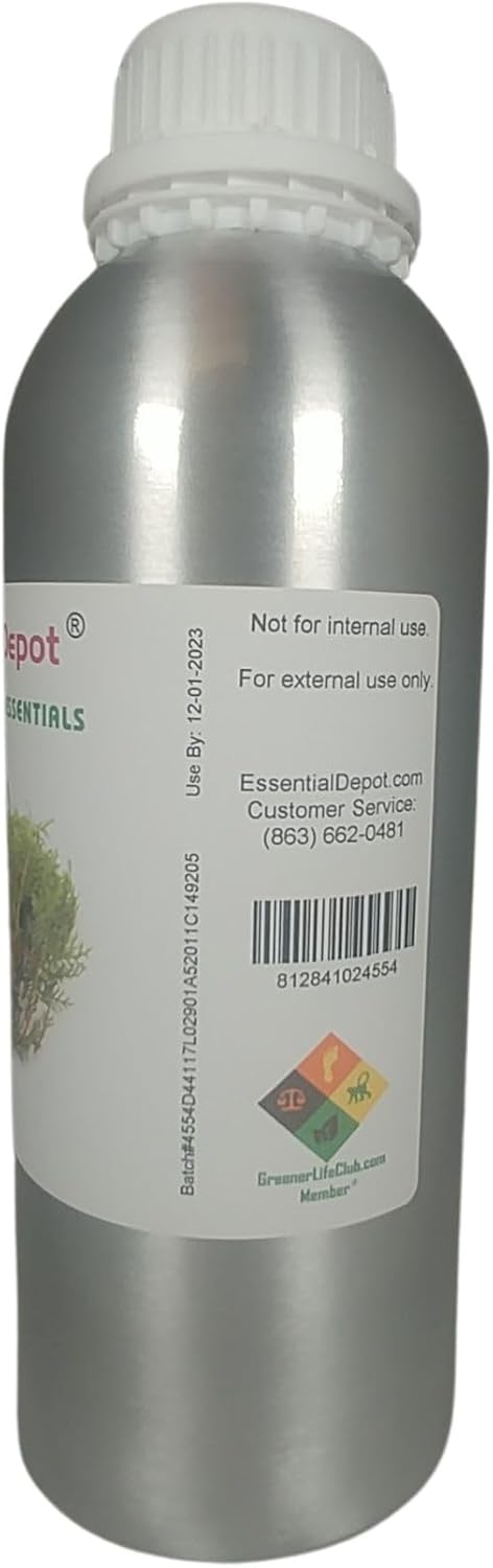 Essential Depot Cedarwood Essential Oil - 1kg - Approx. 2.2 lbs. - GC/MS Tested - in Aluminum Jar with HDPE Plug and Tear Strip Safety Sealed Resealable Cap