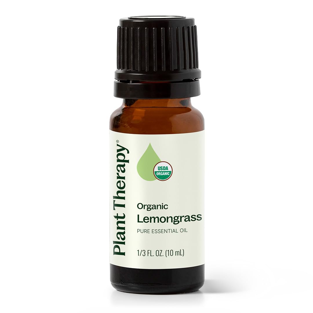 Plant Therapy Organic Lemongrass Essential Oil 10 mL (1/3 oz), 100% Pure, USDA Certified Organic, Undiluted, Aromatherapy, Deodorizing, and Immune Support