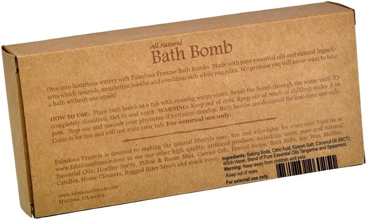 Fabulous Frannie Tangerine Spearmint Natural, Handmade Bath Bomb Set, Rich in Essential Oil, Mineral Salt, Coconut Oil, Witch Hazel, Fizzies to Moisturize Skin 2.5oz (Pack of 2)
