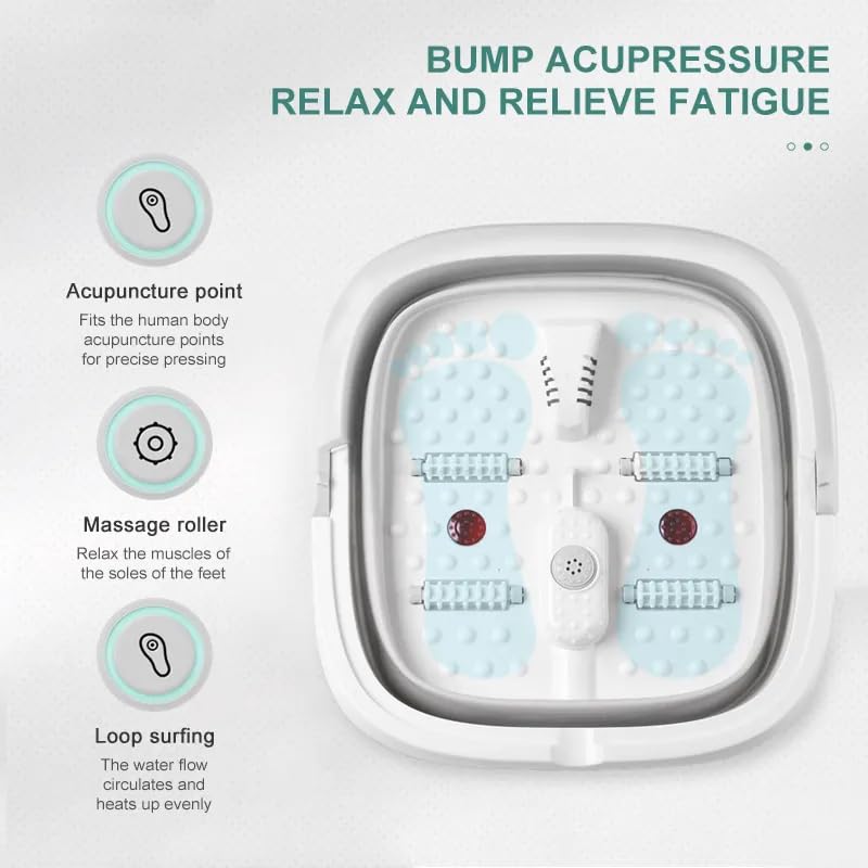 Collapsible Pedicure Foot Spa Electric Foot Bath Spa with Heat and Massage, Bubble, Foot Massager Spa for Feet Stress Relief Soaker Home Basin