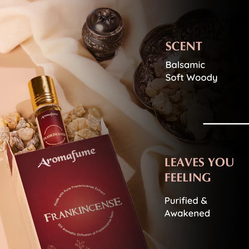 Frankincense Resin Essential Oil Roll-On Blend by Aromafume | 1 x 10ml / 1 x 0.33 Fl Oz | Made with Boswelia Caterii & Boswelia Serrata | for Meditation, Spiritual Awakening, Prayer and Wellness