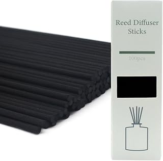 Reed Diffuser Sticks - 3mm Rattan Fiber Sticks for Essential Oil Aroma Diffuser, Long-Lasting Aroma Diffuser Replacement Sticks (100 Count) (Black, 8" x3mm)