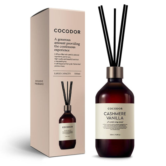 COCODOR Premium Reed Diffuser/Cashmere Vanilla /16.9oz /1 Pack/Large Capacity Fragrance Scent Oil Stick Diffuser Set for