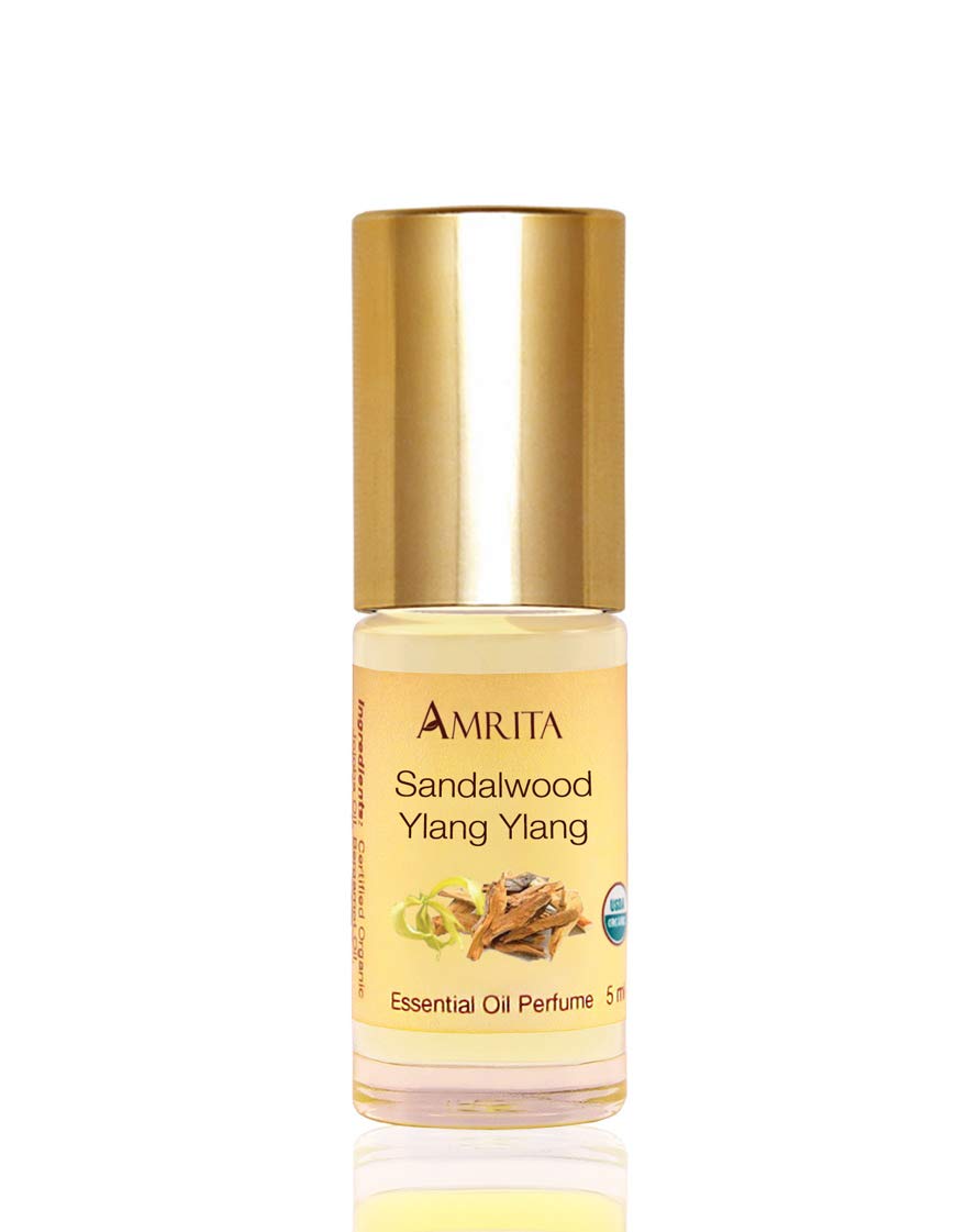 AMRITA Aromatherapy: Sandalwood Ylang-Ylang Essential Oil Perfume - USDA Certified Organic & Alcohol-Free - Blended with Premium Therapeutic Quality Essential Oils - Size: 5ML