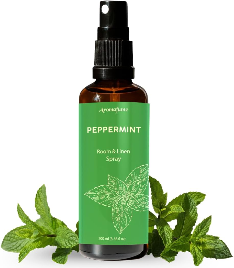 Peppermint Room, Linen & Pillow Spray by Aromafume | 100ml/3.38 fl oz | with Pure Peppermint Essential Oil | Aromatherapy Spray for Relaxation, Sleep & Stress Relief | Mist for Bedding, Fabrics