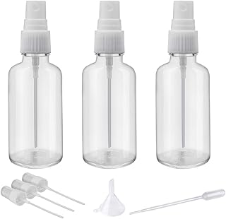Hydior 2oz Clear Glass Spray Bottles for Essential Oils, Small Spray Bottle with Plastic Sprayer - Set of 3