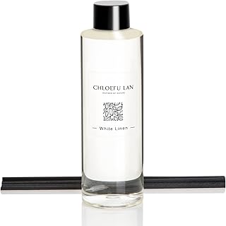 Fresh Linen Reéd Diffuser Refill 200ml/6.76 fl oz, Natural Essential Scented Oil, Best for Aromatherapy, SPA and Home, 0% Alcohol, A Fresh Clean Cotton Scent, Free Set of Sticks