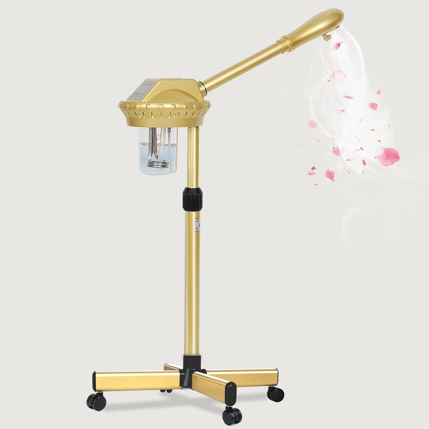 Professional Facial Steamer on Wheels,Gold Ozone Steamer for Face with 30-Minutes Timer,Spa Face Steamer for Deep Facial Cleansing