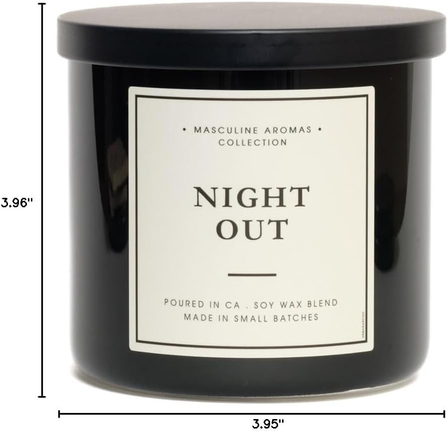 | Masculine Aromas 17oz | 60 Hours | Soy Vegan Wax | Scented Mens Candles with Natural Essential Oils | (Night Out)