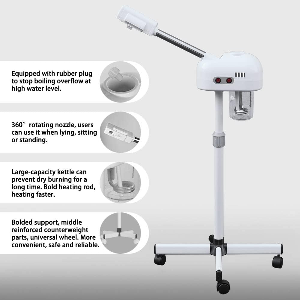 Facial Steamers, Hot Ozone Face Steamer on Wheels for Facial, Professional Skin Care Equipment, Esthetician Steamer for Salon Beauty and Spa, Mist Face Steamer for Skin Care