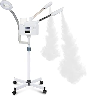 VARIPOWDER 3 in 1 Professional Facial Steamer for Face with Hot & Cold Nozzle 5X Magnifying Lamp Face Steamer for Esthetician vaporizador Facial Use at Home or Spa