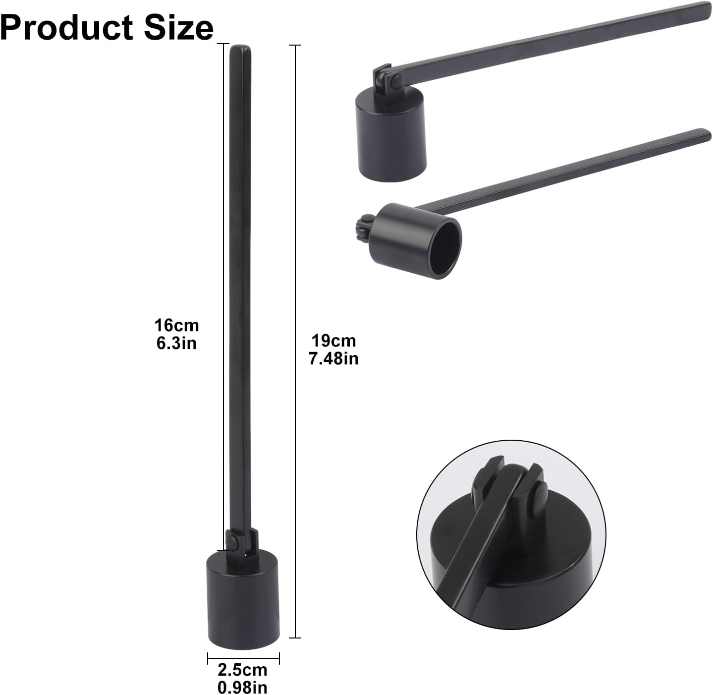 7 Pack 8 inch Black Candle Snuffer Bulk, Long Handle Stainless Steel Polished Candle Snuffer for Candle Lovers