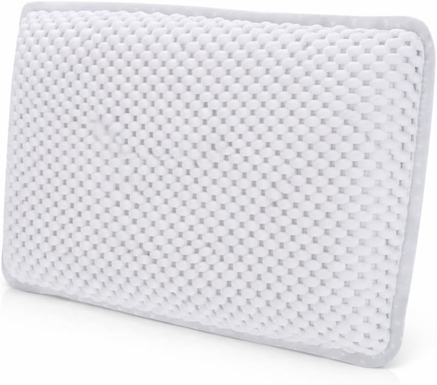 Bath Pillow for Tub with 8 Suction Cups and Drying Hook, Non-Slip Bathtub Headrest Foam Cushion, Waterproof, 11.5 x 7.5 x 2 Inches