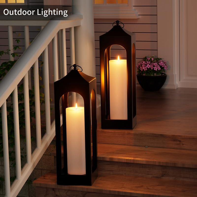 BUTHY 12" x 4" Large Outdoor Candle with Timer Waterproof Flickering LED Flameless Candle Battery Operated with Remote Fake Pillar Candle Realistic for Patio Porch Lantern, White 1 Pack