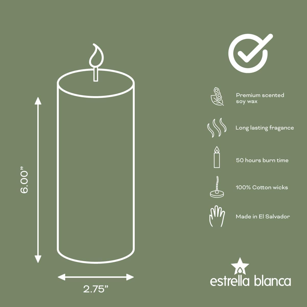 Citronella Lavender Candles - Citronella Scented Pillar Candle Ivory - 3x6 inch - 3 Pack - Long Lasting Burn Outside Candles for Garden Yard Balcony, Summer Camping