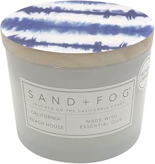 Sand + Fog Scented Candle - California Beach House – Additional Scents and Sizes – 100% Cotton Lead-Free Wick - Luxury Air Freshening Jar Candles - Perfect Home Decor – 12oz