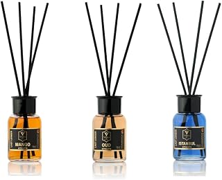 Reed Diffuser Set with Sticks for Home – Bathroom, Bedroom & Office Aromatherapy – Long Lasting Scented Oil Diffuser with Sticks – Luxury Room Fragrance Diffuser 55ml,1.7 fl oz (Mango-Oud-Istanbul)