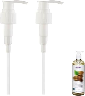 Dispenser Pump Compatible with Now Foods Solutions Sweet Almond Oil, Vegetable Glycerin, Castor Oil, Grapeseed Oil, Liquid Coconut Oil, etc., 2 Pieces White Pump for Bottle 16 Fl Oz