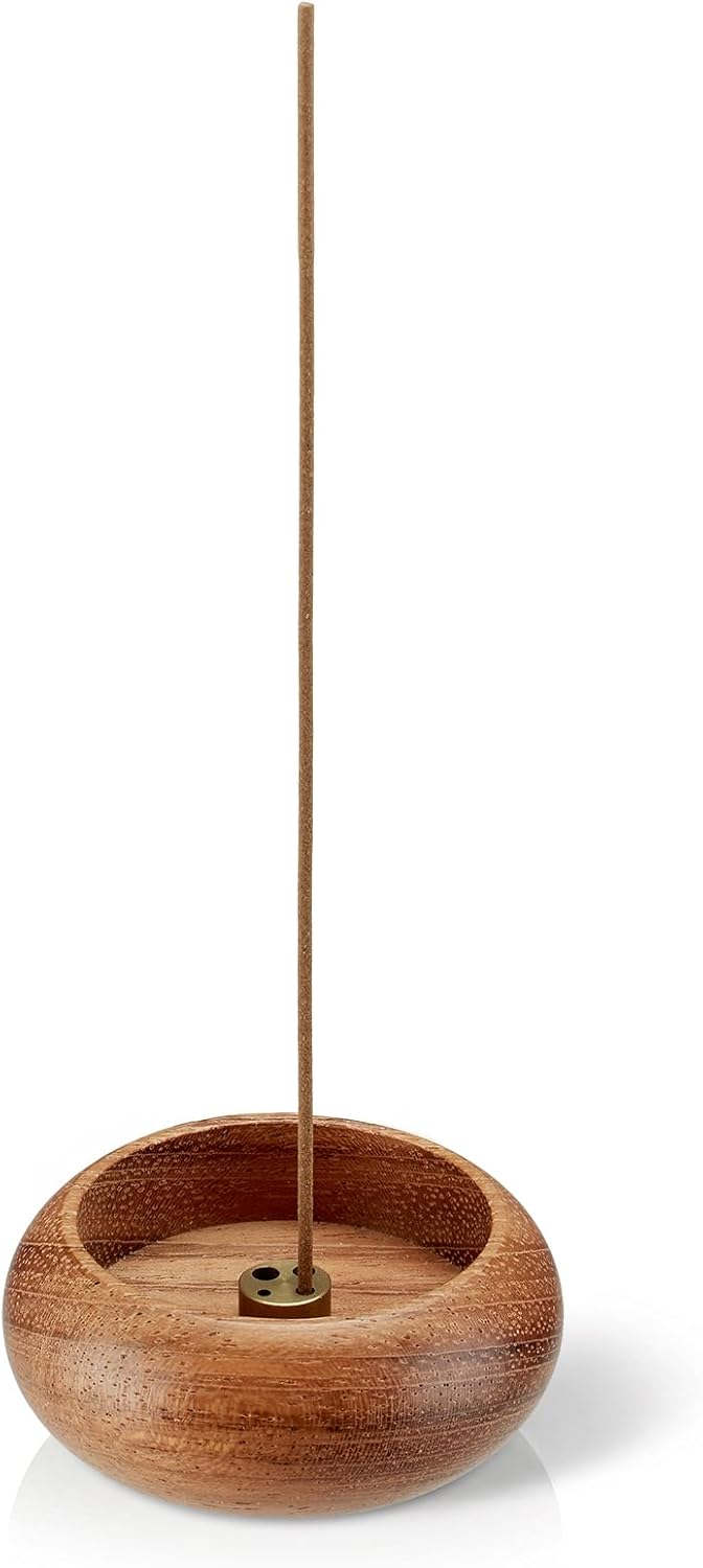 Natural Wood Incense Holder with 4 Holes, 2.36" Wooden Incense Burner for Sticks, White Sage & Palo Santo, Handmade Ash Catcher for Home, Meditation, Yoga
