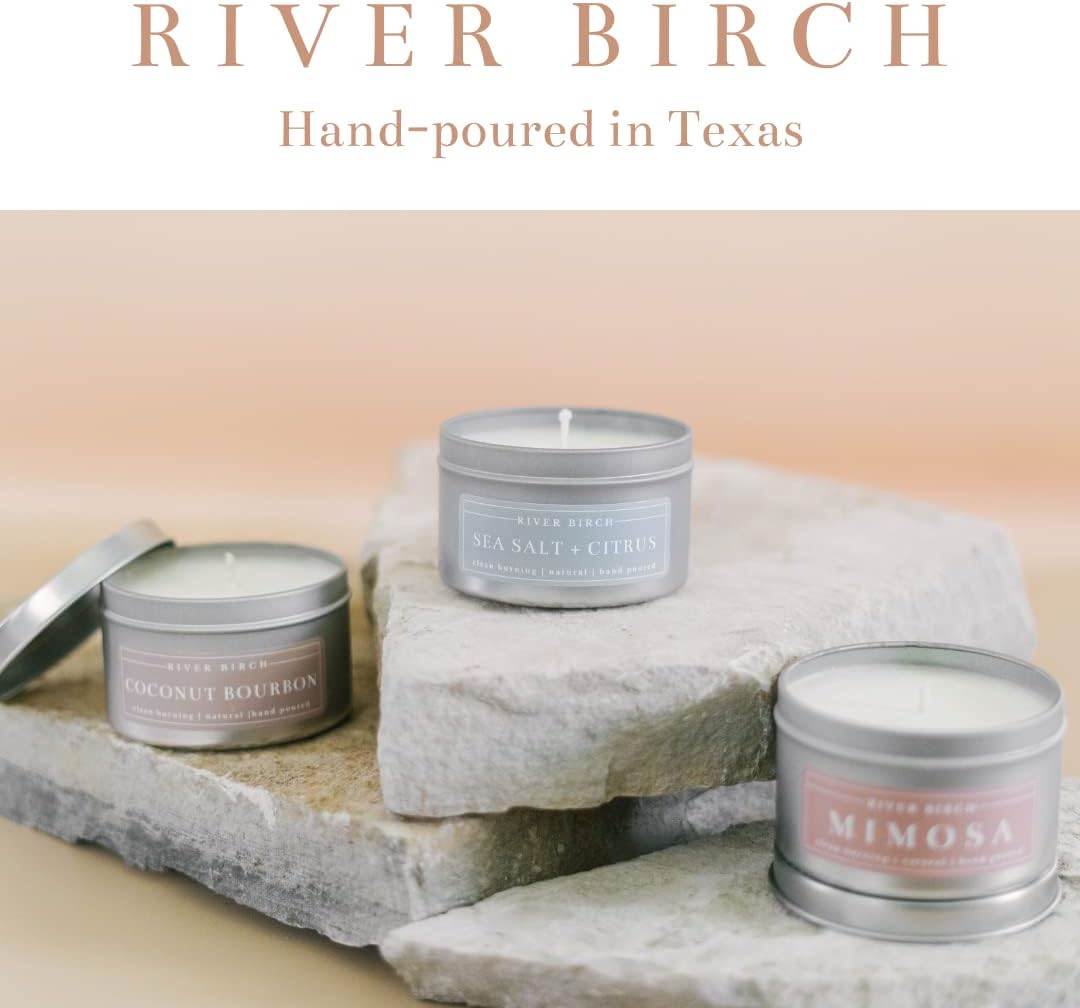 River Birch Candles Sea Salt + Citrus Scented Candle | Premium, All-Natural, Non-Toxic, Soy Candles | 8 oz. Silver Tin Travel Candle | Cozy Relaxing Gifts for Home