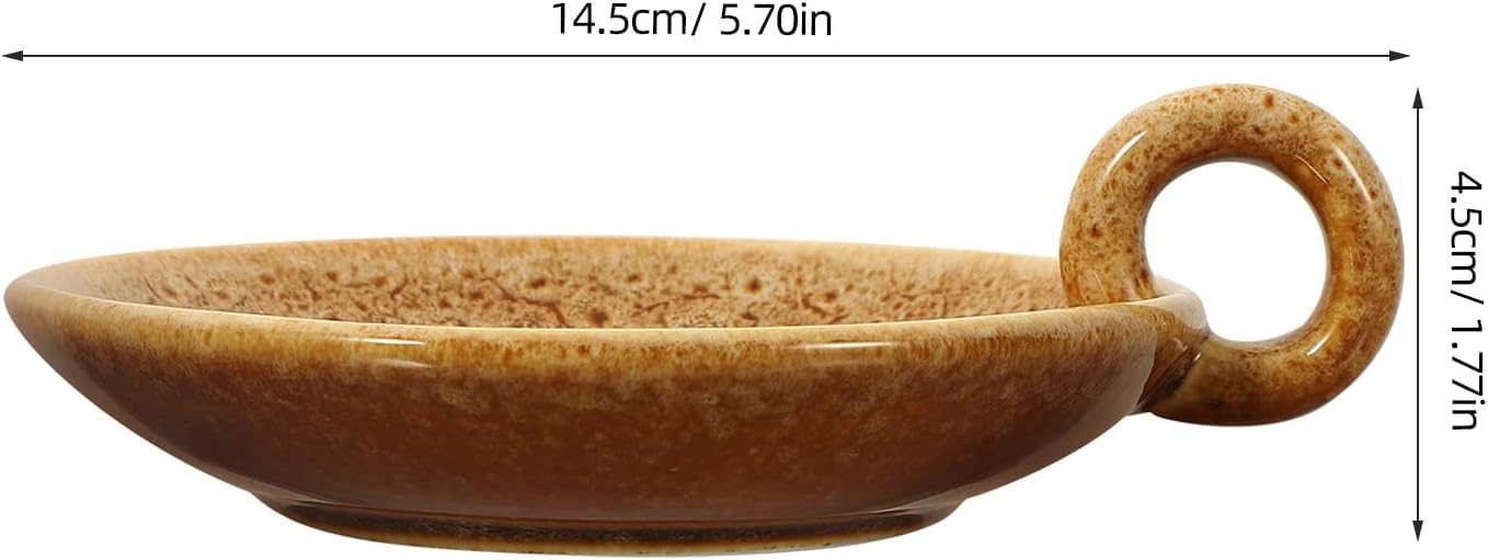 Veemoon Ceramic Candle Plate Decorative Round Candle Display Stand Aroma Holder for Indoor Home Decor Spa Meditation 5.70X4.92X1.77 Inches