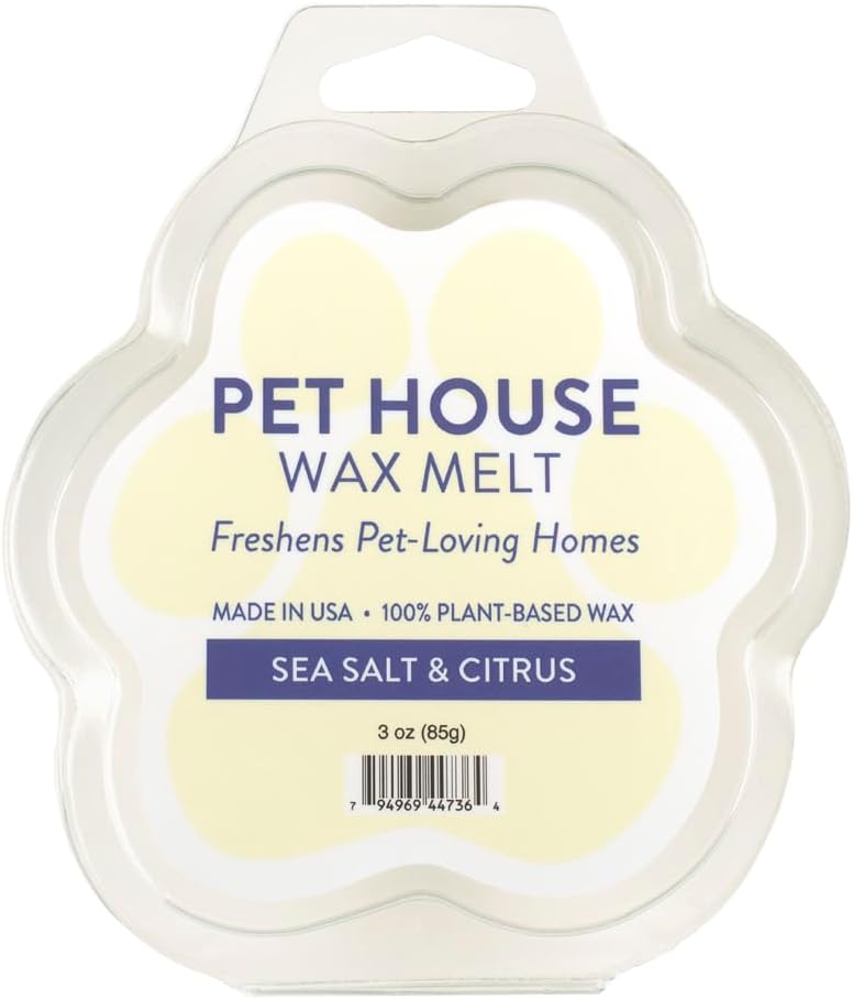 One Fur All Pet House Scented Wax Melts Natural, Plant Based Soy Wax Melts for Pet Odor, Long Lasting Fragrance for Fresh Smelling Homes, Sea Salt & Citrus Pack of 2