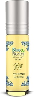 Blue Nectar Vishranti Destress Roll on and Meditation Oil with Cinnamon, Clove, Ginger, Mint Essential Oils (9 Herbs, 0.3 Fl oz)