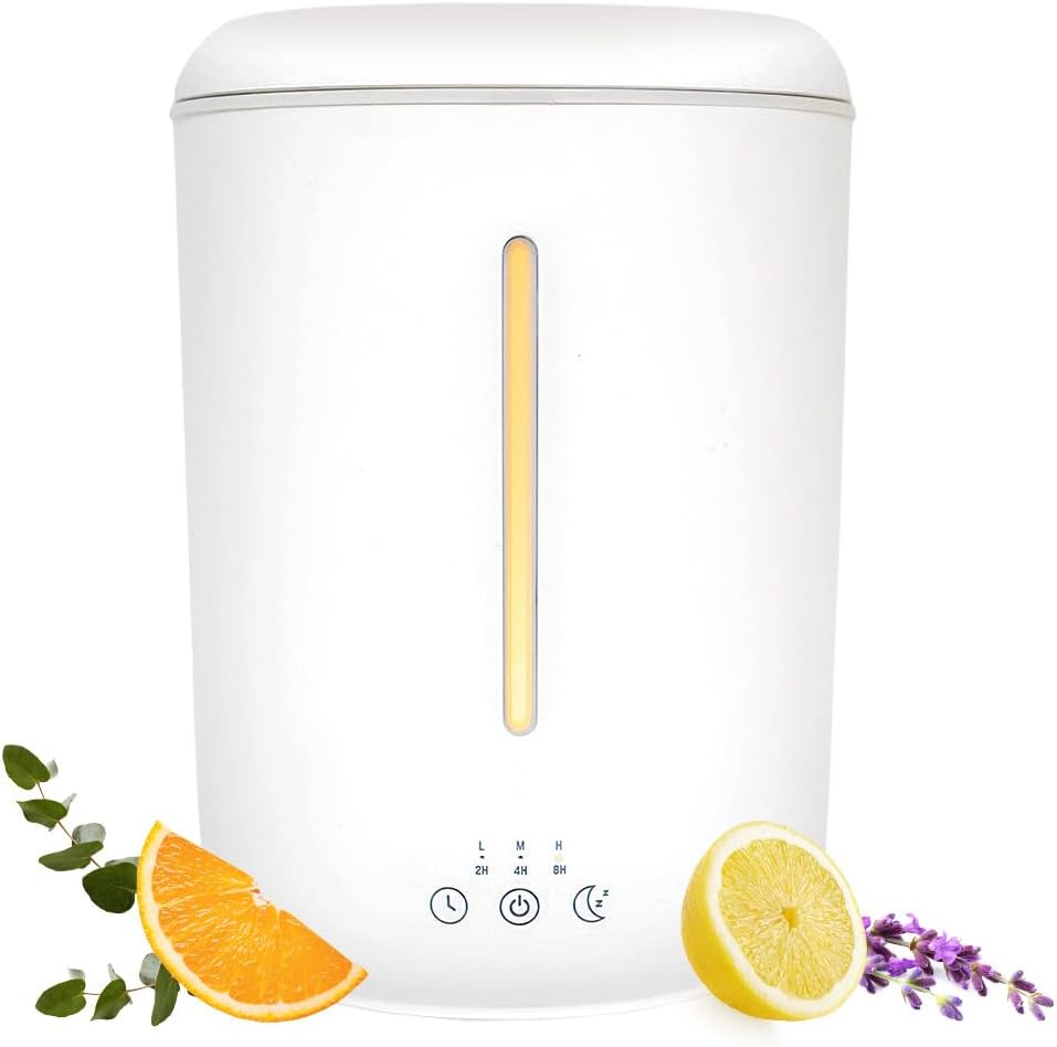 EssentialMist Essential Oil Humidifier and Diffuser, 3 Timer Settings, Night Light Mode, White