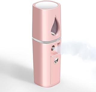 GIVERARE Nano Facial Steamer, Handy Mini Mister with Mirror, USB Rechargeable Mist Sprayer, Visual Water Tank Moisturizing&Hydrating for Face, Makeup, Skin Care, Eyelash Extensions-Pink