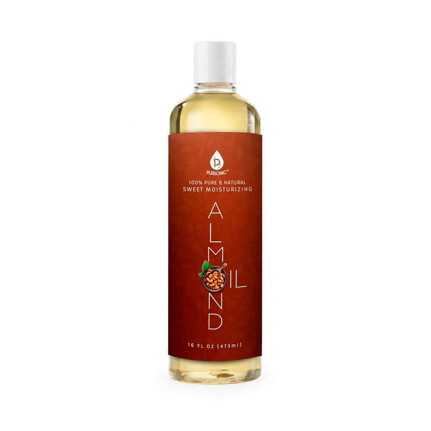Pursonic 100% Natural Sweet Almond Oil for Skin – Nourishing Formula for Body & Hair Care, Aromatherapy, Moisturizing and Massage - Almond Essential Oil for Glowing Skin & Healthy Hair