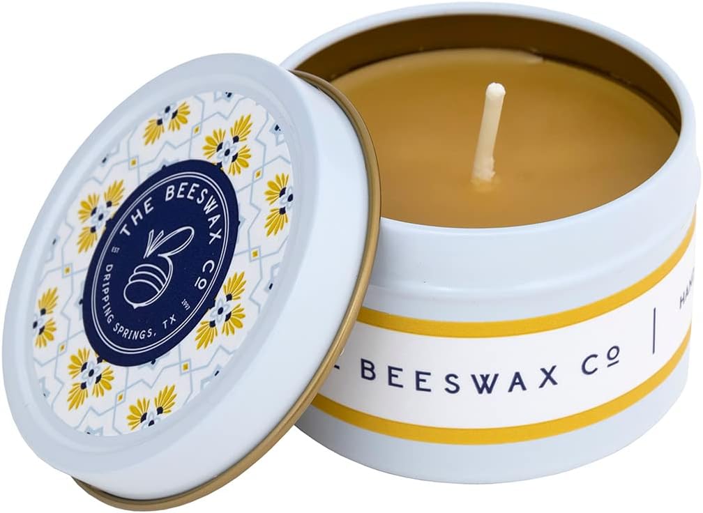 The Beeswax Co Southwest Travel Candle Tin - Natural Honey Scented - Long-Lasting & Eco-Friendly - Cotton Wick - Slow Burning - Hand Poured Pure Organic Bees Wax - 4oz Candles - 2.5 x 1.5