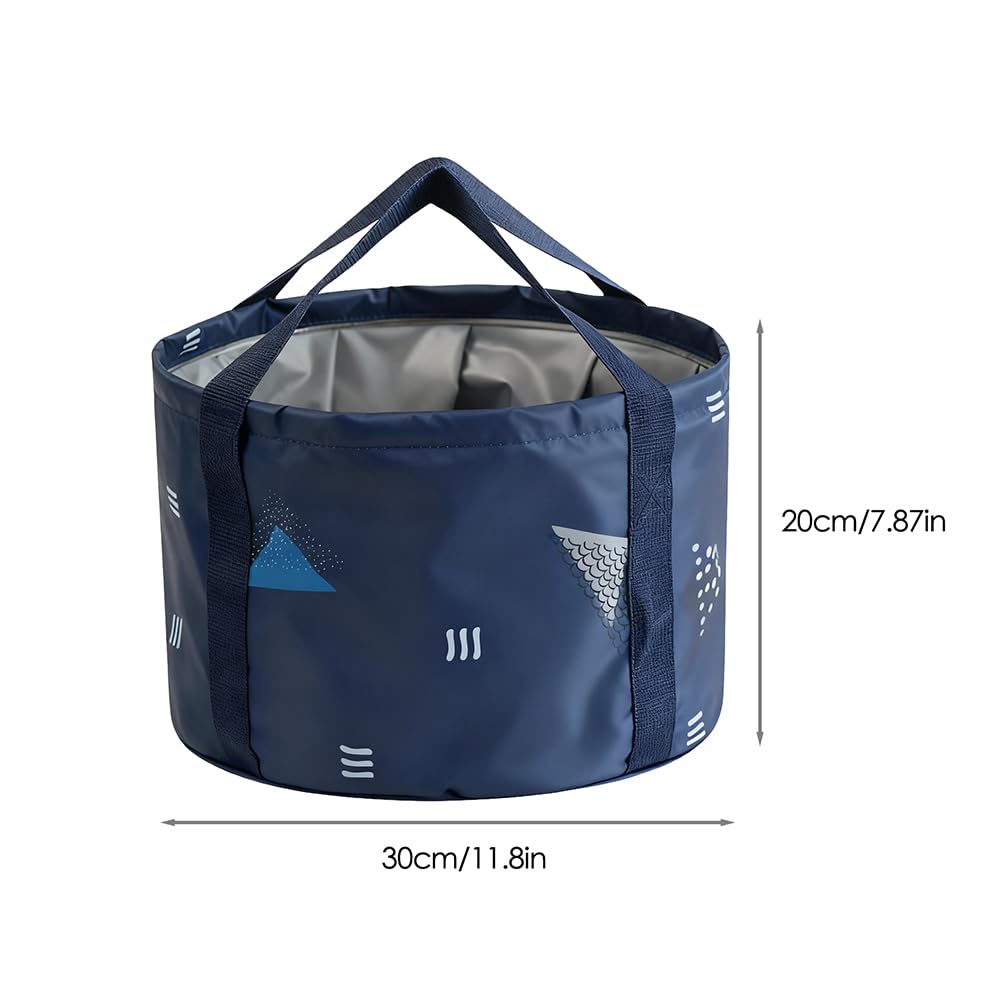 Portable Foot Soaking Tub 18 L, Collapsible Bucket for Soaking Feet, Foot Soaking Bath Bucket with Handle (Navy Triangle)