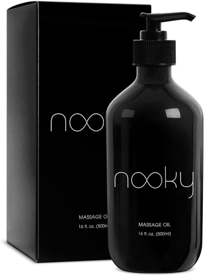 Nooky Massage Oil with Premium Natural Ingredients. Relaxing Essential and Sweet Almond Oils for Massaging 16 Ounces