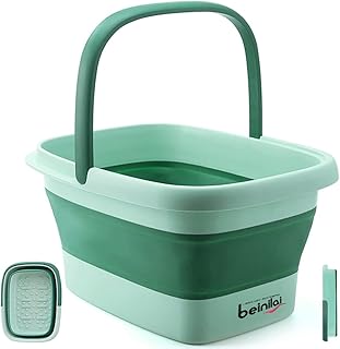 Collapsible Foot Bath Basin for Soaking Feet,Pedicure Foot Spa, Foot Tub with Handles and Massage Acupoint,Multifunction Collapsible feeting Soak Tub-Green