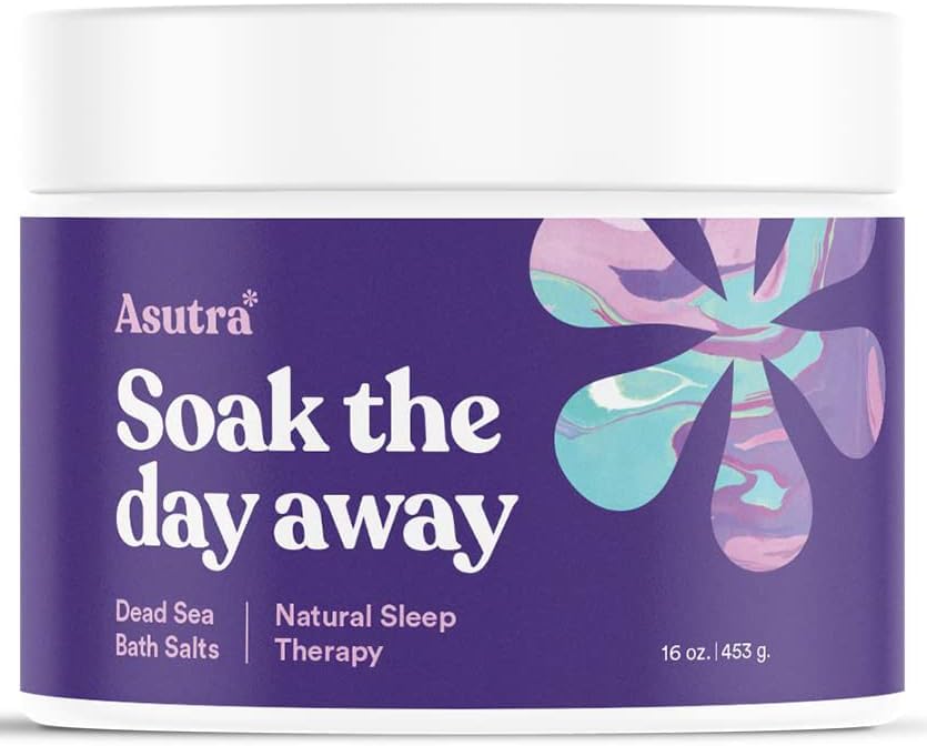 ASUTRA Dead Sea Bath Salts (Bedtime Soak), 16 oz - Soak in Rich & Vital Healing Minerals - Prepare for Sweet Dreams with Lavendar, Rosemary, & Ylang Ylang Essential Oils